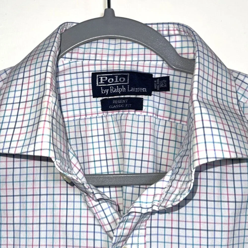 Polo By Ralph Lauren Shirt Mens Plaid Regent Classic Fit Size 16 1/2 36-37